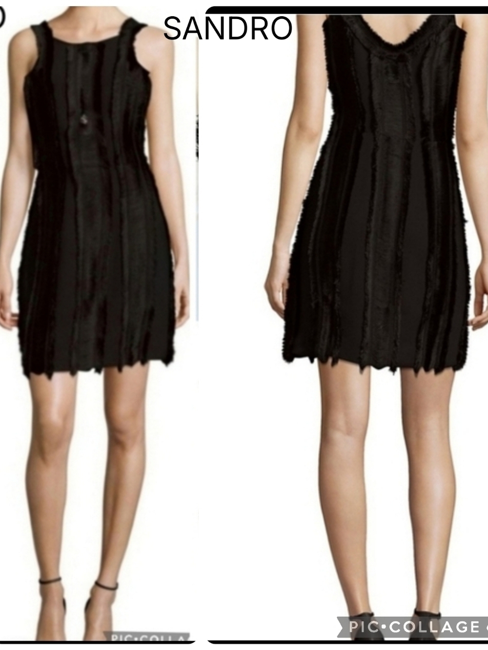 Black Sandro Rogee Fringe Dress Size Small